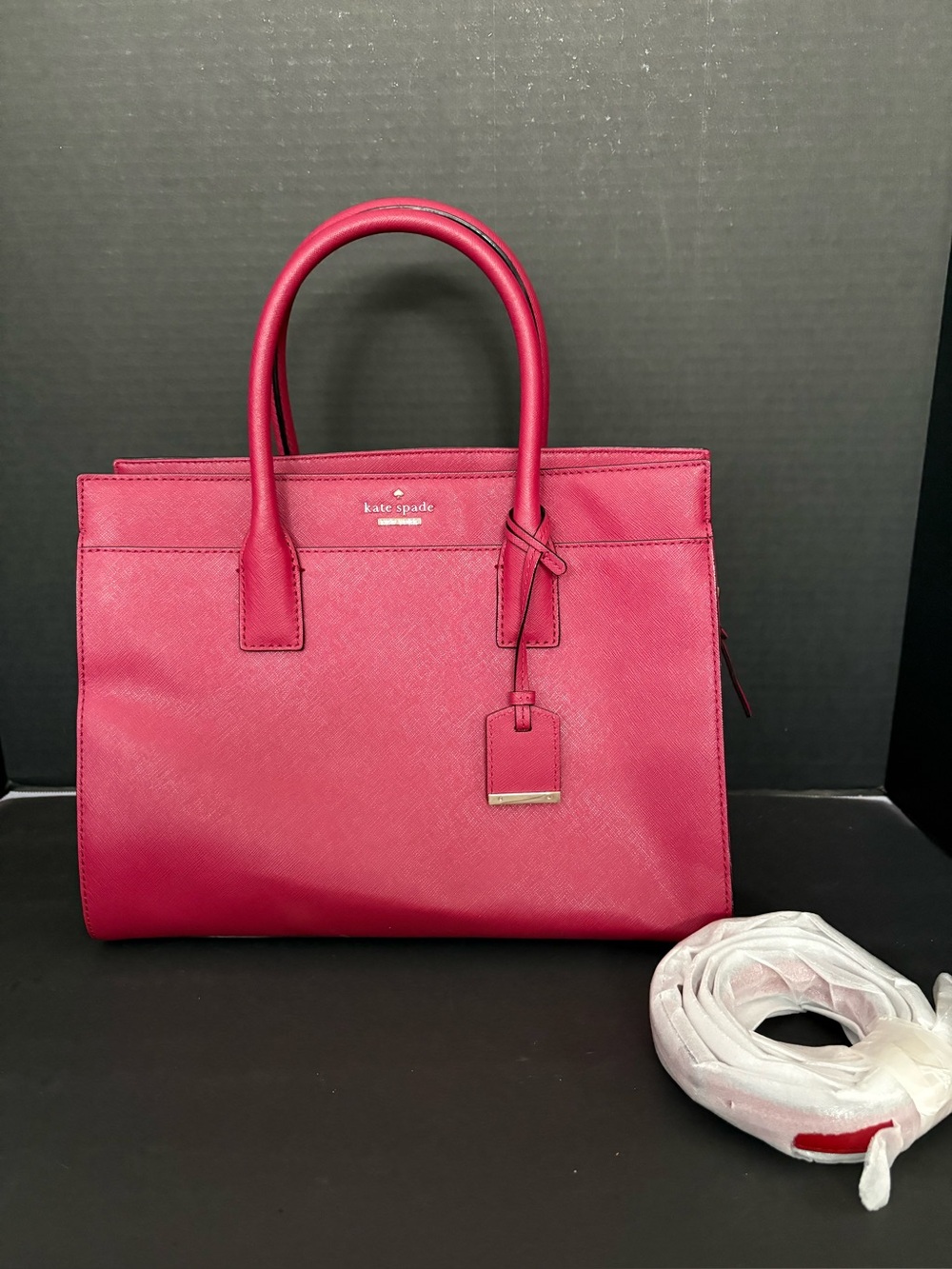 Kate Spade Cameron Street Candace Leather Satchel Bag in Raspberry w/Strap